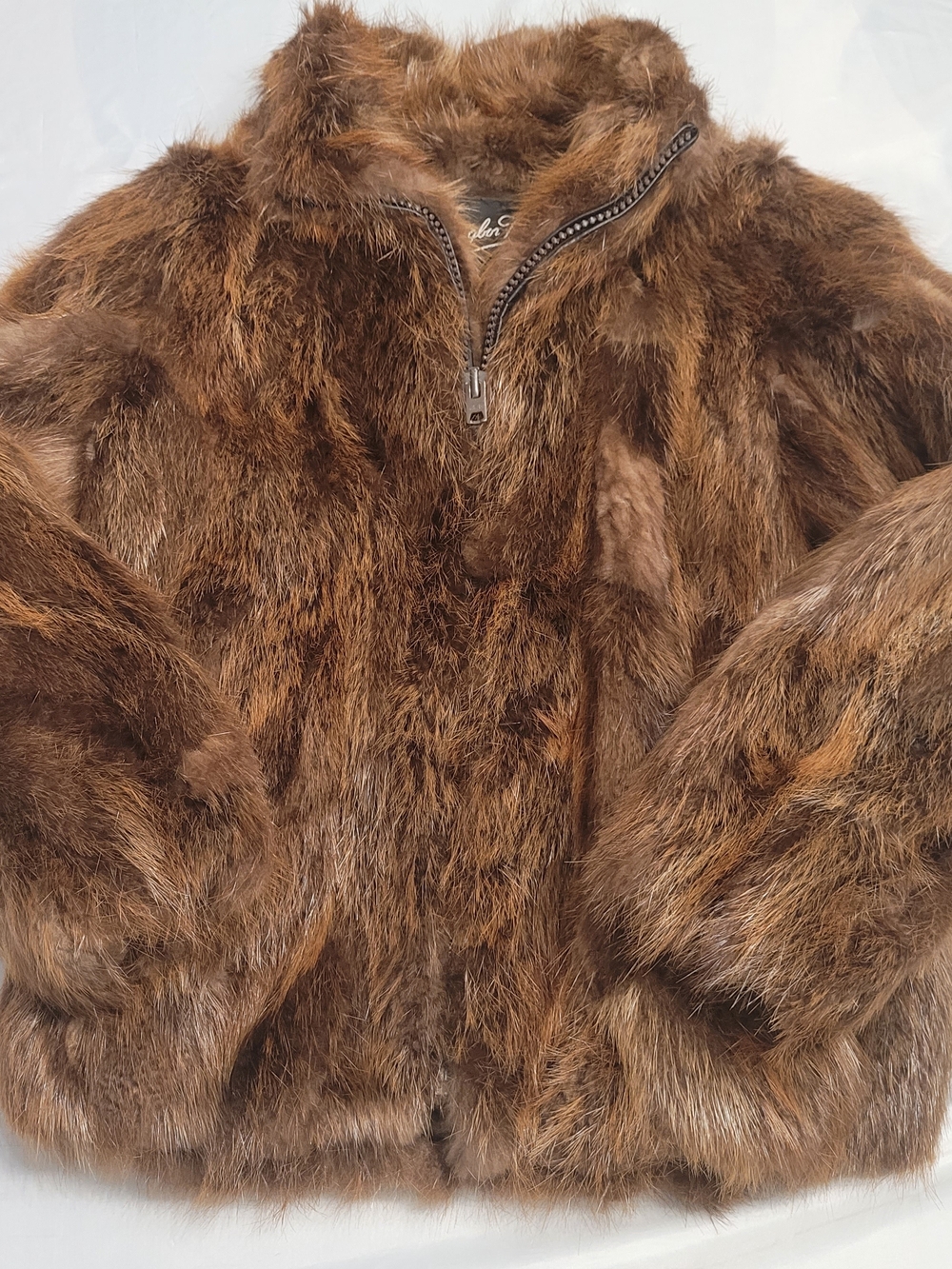 Vintage Genuine Fur Bomber Jacket Brown Zip Up Coat Nigbor’s M/L